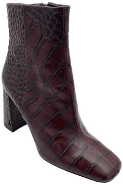 Sam Edelman Snake Print Heeled Ankle Boots Codie Merlot Crocco - Medium